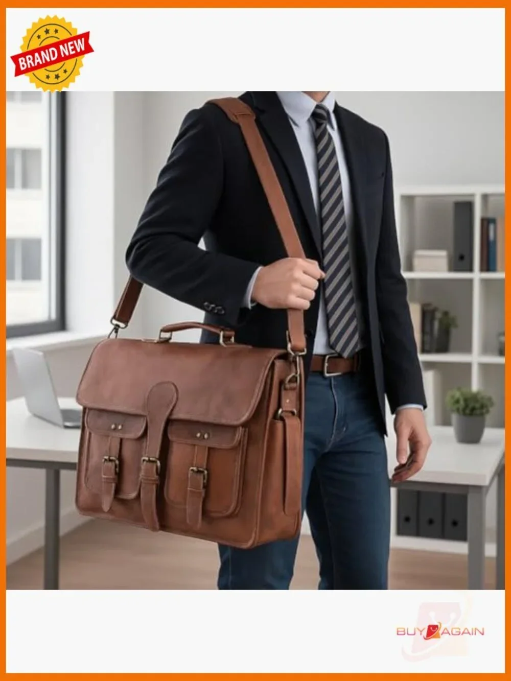 Vintage Leather Messenger Bag 18